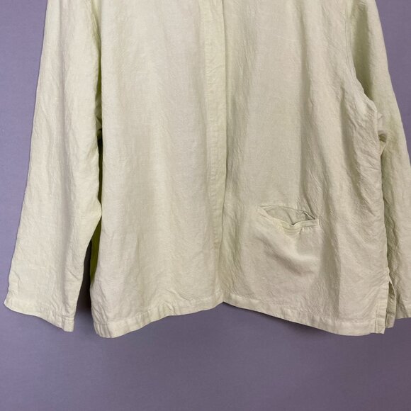 Eileen Fisher Top Long Sleeve Button-Up Pocket Single Pocket Pale Lime Green 2X - Picture 5 of 16